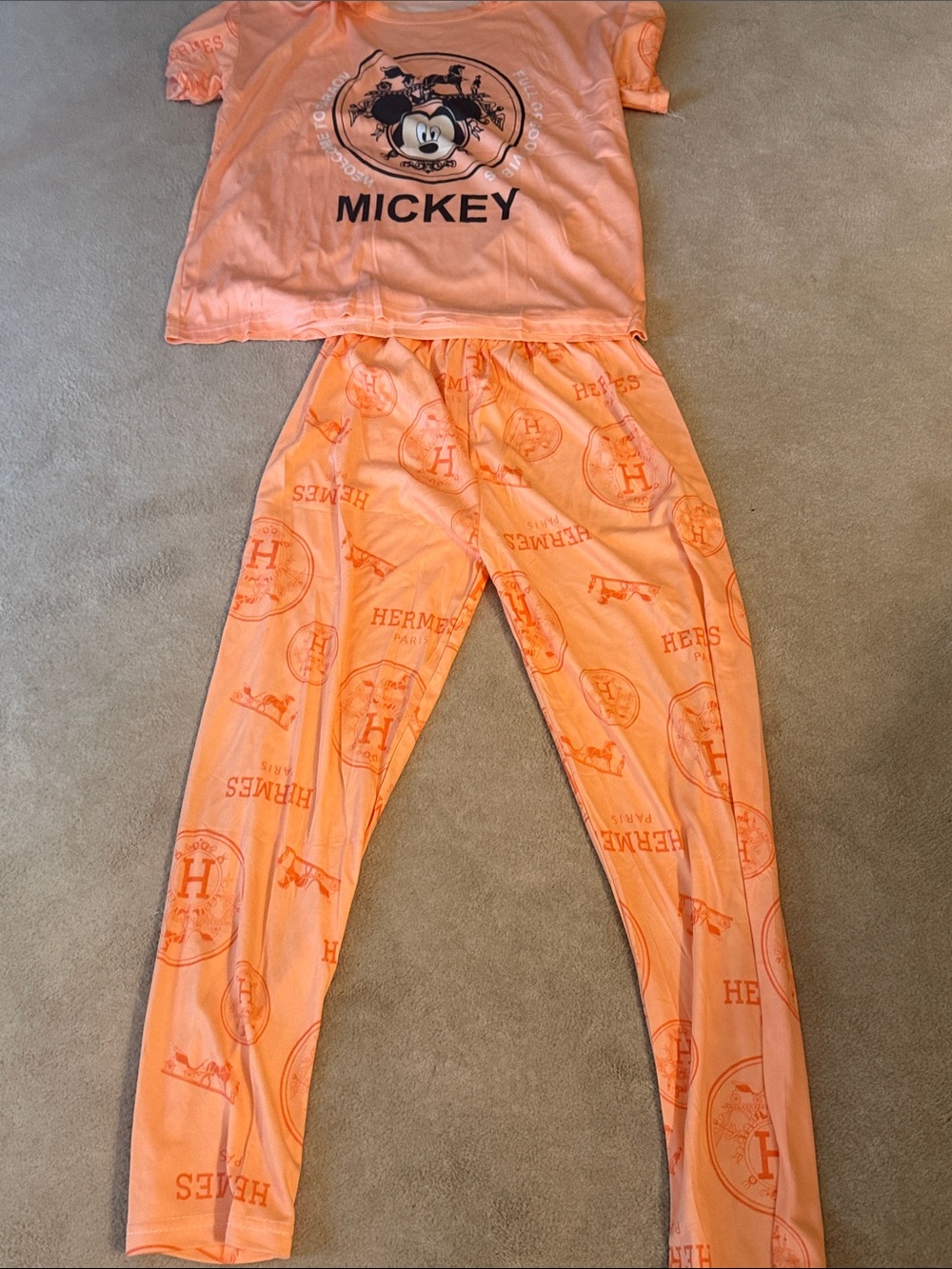 Orange Mickey Pajama Set